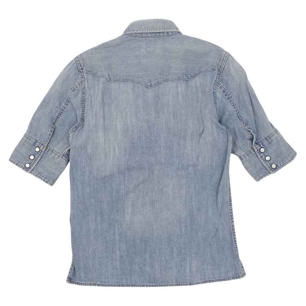 BACKBONE バックボーン S9113 Wrangler ラングラー 五分袖 デニム ウエスタン シャツ ライトブルー系【中古】
