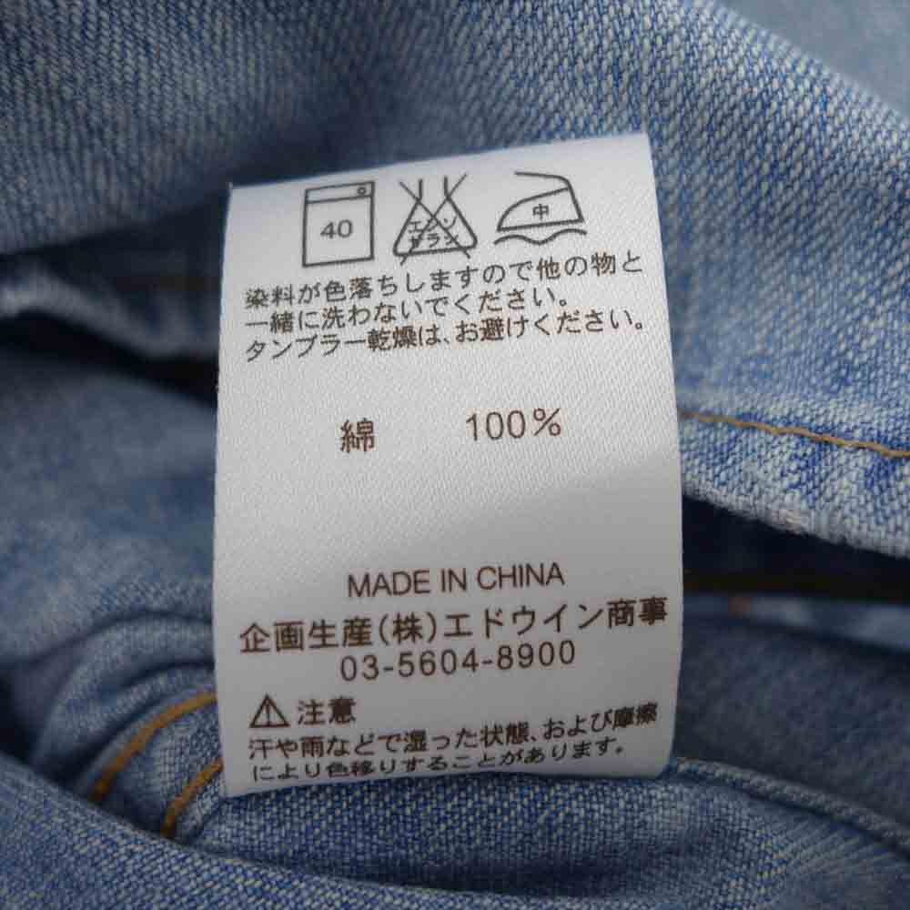 BACKBONE バックボーン S9113 Wrangler ラングラー 五分袖 デニム ウエスタン シャツ ライトブルー系【中古】