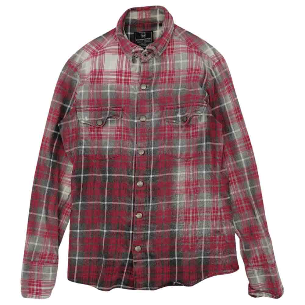 BACKBONE バックボーン BB07SS-S10 ヴィンテージ加工 長袖 フランネル チェック シャツ レッド系 S【中古】