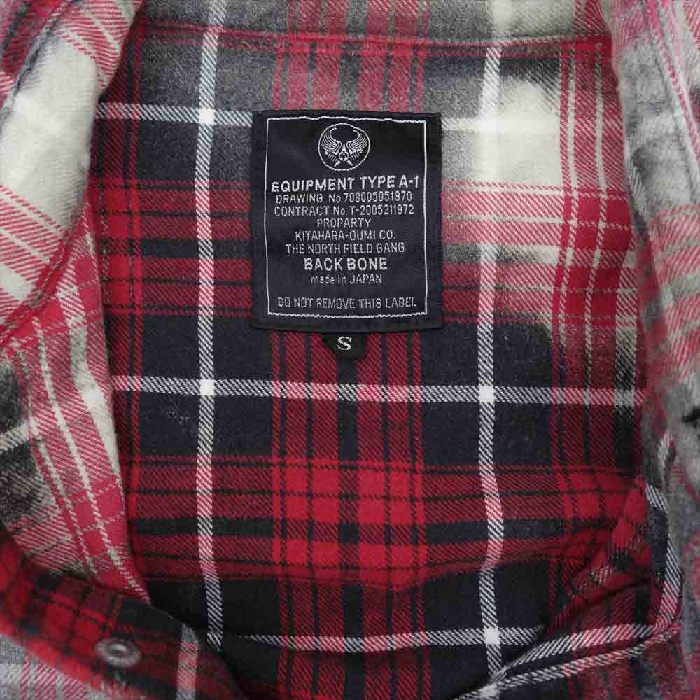 BACKBONE バックボーン BB07SS-S10 ヴィンテージ加工 長袖 フランネル チェック シャツ レッド系 S【中古】