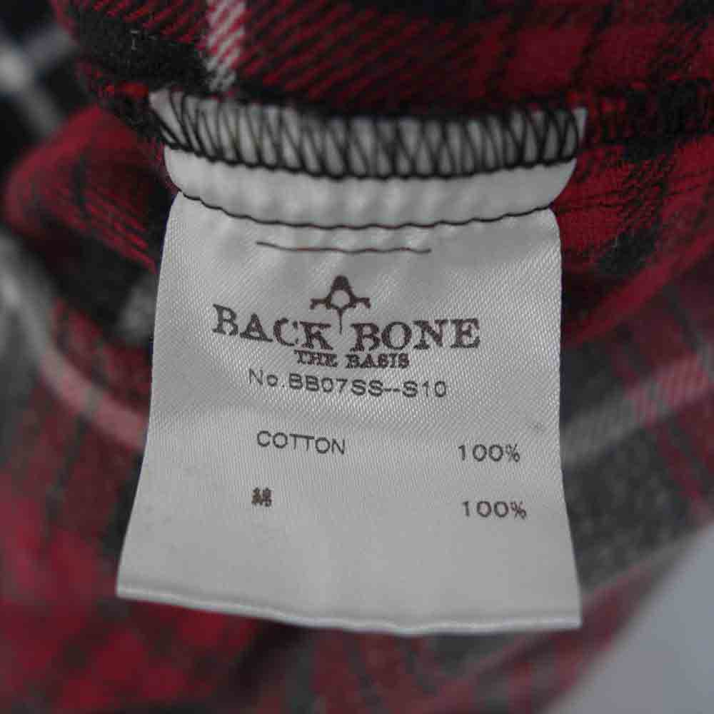 BACKBONE バックボーン BB07SS-S10 ヴィンテージ加工 長袖 フランネル チェック シャツ レッド系 S【中古】
