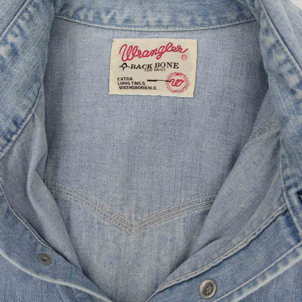 BACKBONE バックボーン W9160 Wrangler ラングラー 長袖 デニム ウエスタン シャツ ブルー系 S【中古】