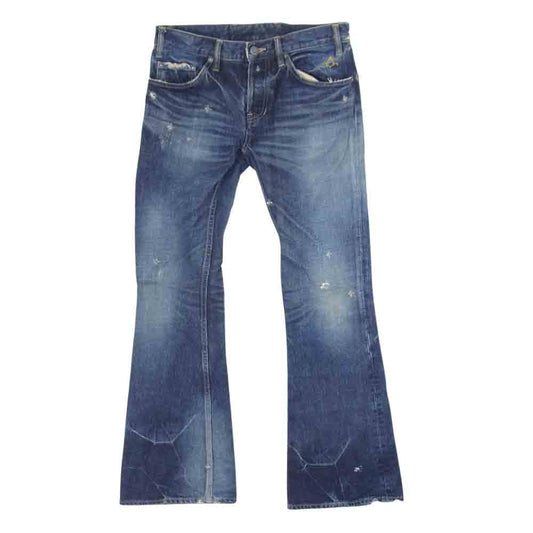 BACKBONE バックボーン BB08FW-DP01 ダメージ加工 ブーツカット デニム インディゴブルー系 W32程度【中古】
