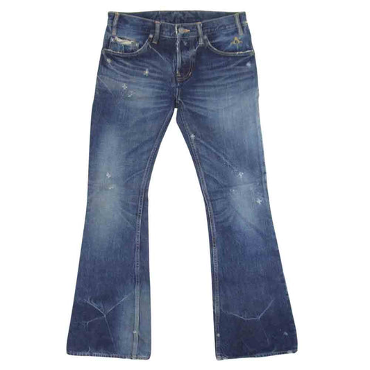 BACKBONE バックボーン BB08FW-DP01 ダメージ加工 ブーツカット デニム インディゴブルー系 W32程度【中古】