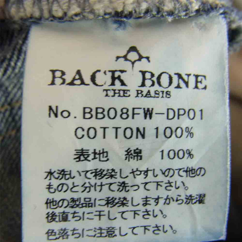 BACKBONE バックボーン BB08FW-DP01 ダメージ加工 ブーツカット デニム インディゴブルー系 W32程度【中古】