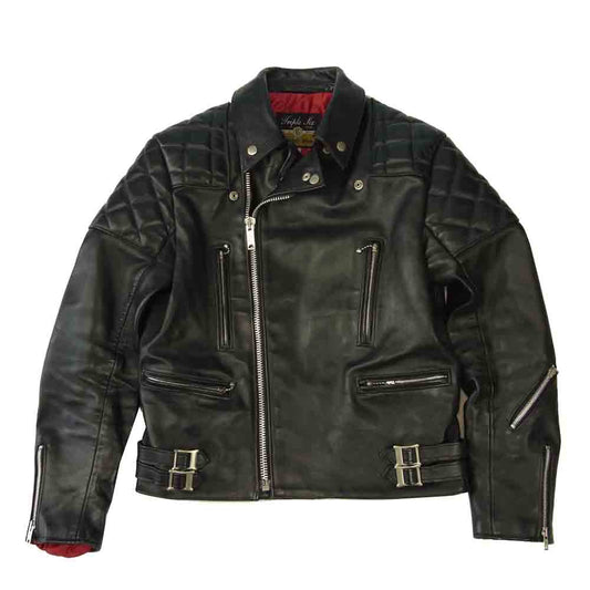 トリプルシックス 666 英国製 パデッド ダブルレザー ライダース ブラック系 38【中古】