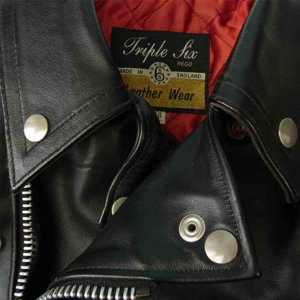 トリプルシックス 666 英国製 パデッド ダブルレザー ライダース ブラック系 38【中古】