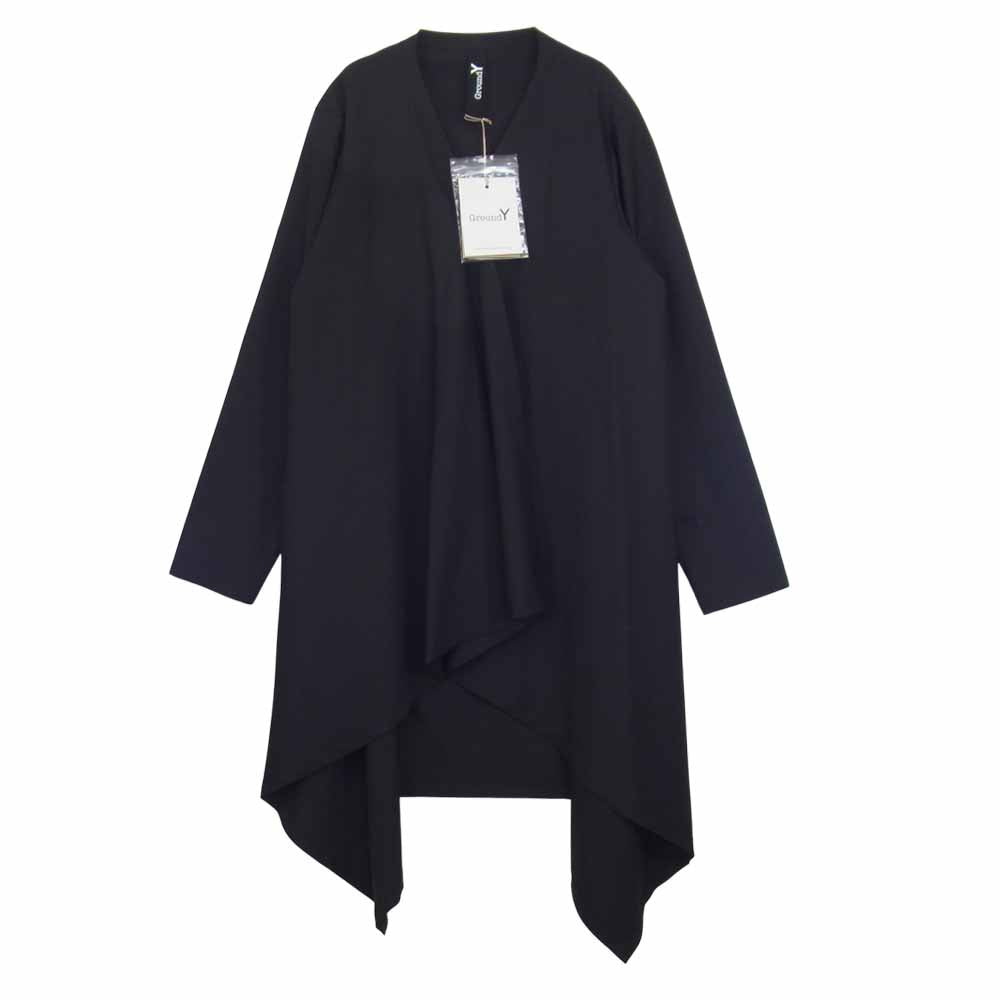 Yohji Yamamoto ヨウジヤマモト GroundY 21AW GM-D05-100  T/W Gabardine Long Drape Jacket TWギャバジン ドレープ ジャケット ブラック系 3【新古品】【未使用】【中古】