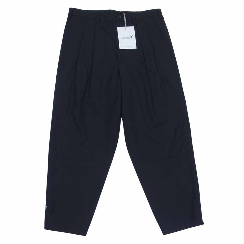 Yohji Yamamoto ヨウジヤマモト GroundY 22SS GG-P01-100-1 T/W Gabardine Hem zipper pants TWギャバジン 裾ジップ パンツ ブラック系 3【新古品】【未使用】【中古】