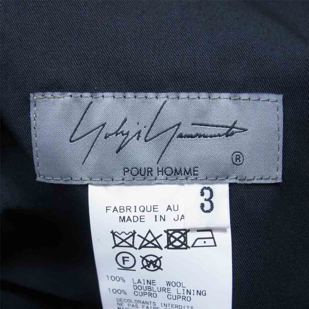 Yohji Yamamoto ヨウジヤマモト POUR HOMME プールオム 21SS HX-P34-100 W/GABARDINE 3STITCHES WIDE STRING PANTS シワギャバ ウールギャバ ３本ステッチ 太ヒモ パンツ ブラック系 3【新古品】【未使用】【中古】