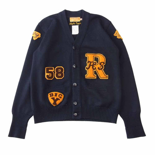 STYLE EYES スタイルアイズ 東洋 ニット ワッペン カーディガン ネイビー系 40【中古】