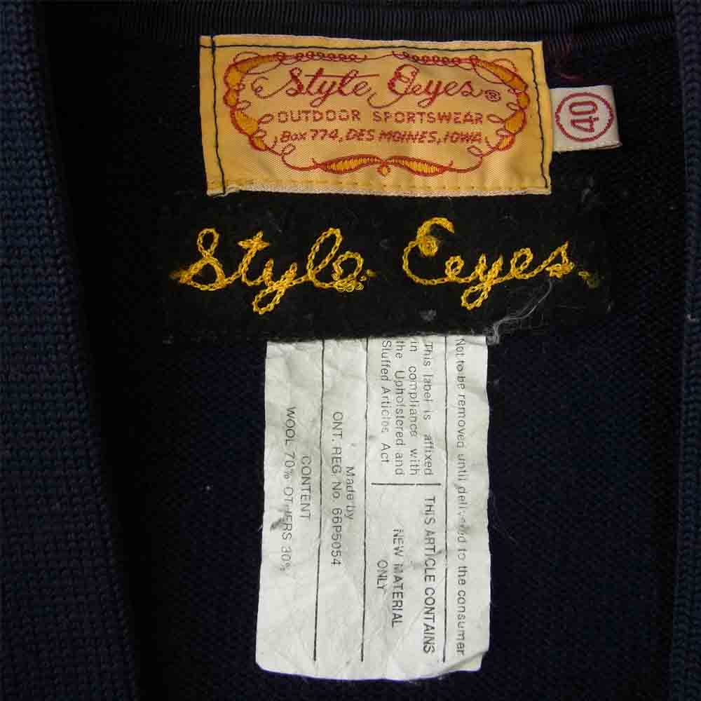 STYLE EYES スタイルアイズ 東洋 ニット ワッペン カーディガン ネイビー系 40【中古】