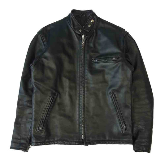 schott ショット 641Q 裏キルティング シングル ライダース ジャケット ブラック系 38【中古】