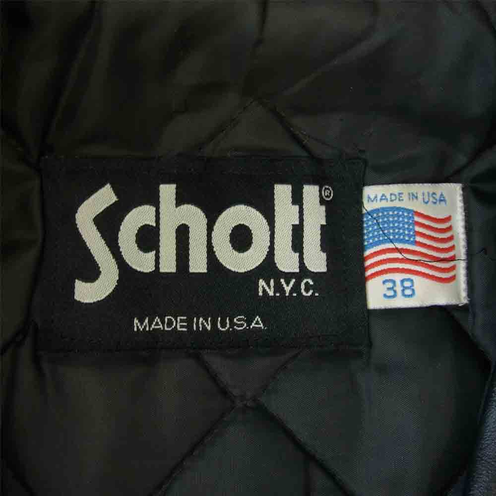 schott ショット 641Q 裏キルティング シングル ライダース ジャケット ブラック系 38【中古】