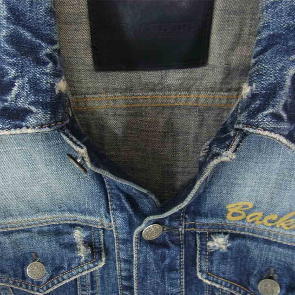 BACKBONE バックボーン BB09SS-DB01-B ロゴ刺繍 ダメージ加工 デニム ジャケット インディゴブルー系 S【中古】