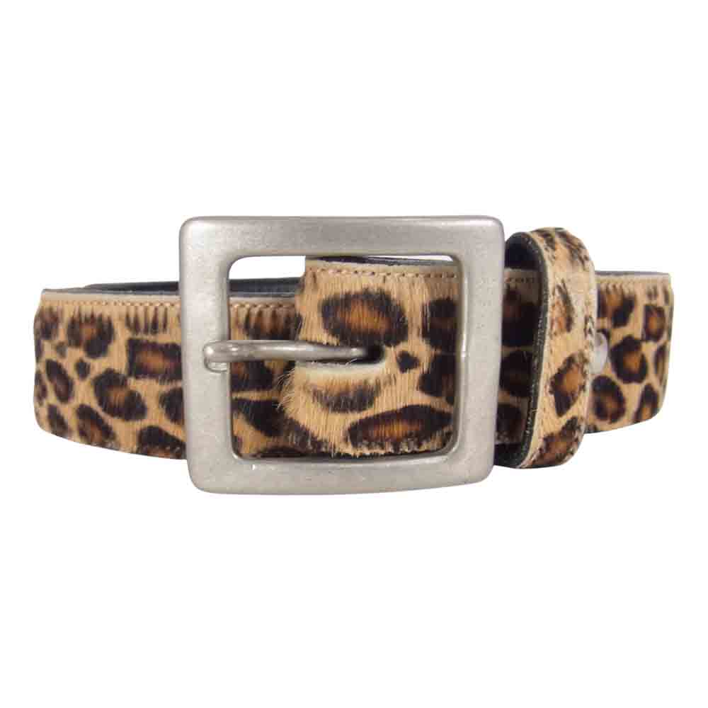 BACKBONE バックボーン 12SS LEOPARD BELT レオパード レザー ハラコ ベルト ブラウン系 33【中古】