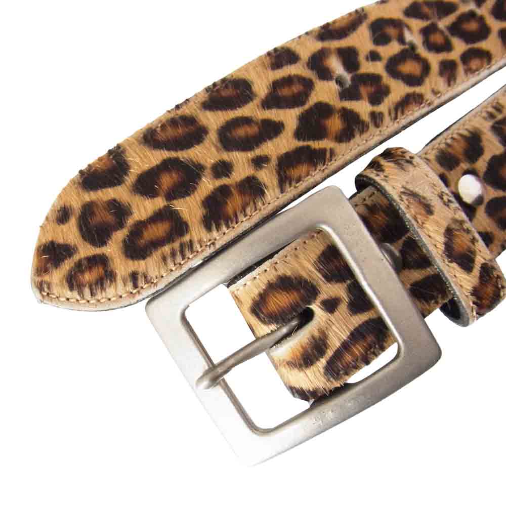 BACKBONE バックボーン 12SS LEOPARD BELT レオパード レザー ハラコ ベルト ブラウン系 33【中古】