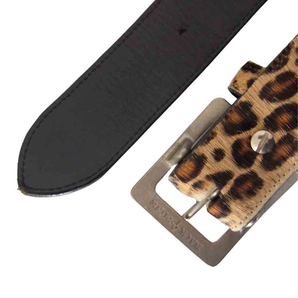 BACKBONE バックボーン 12SS LEOPARD BELT レオパード レザー ハラコ ベルト ブラウン系 33【中古】