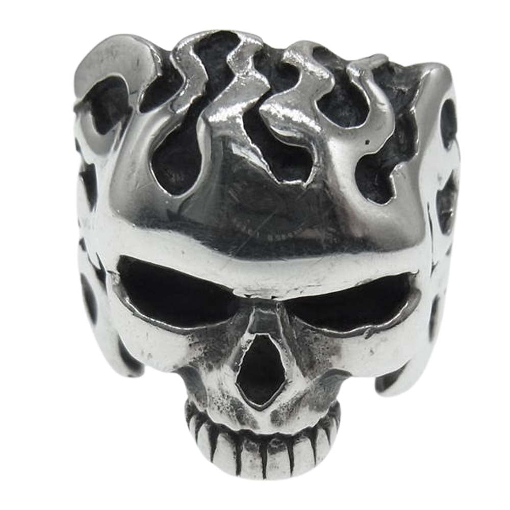 CRAZY PIG クレイジーピッグ ギャランティ付属 Hells Skull Ring ヘル スカル リング シルバー系 21号【中古】