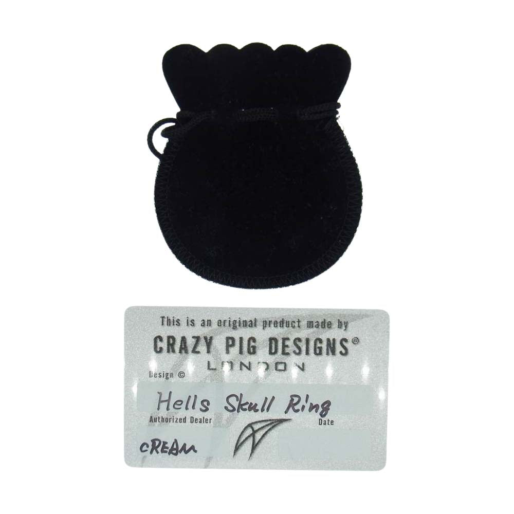 CRAZY PIG クレイジーピッグ ギャランティ付属 Hells Skull Ring ヘル スカル リング シルバー系 21号【中古】