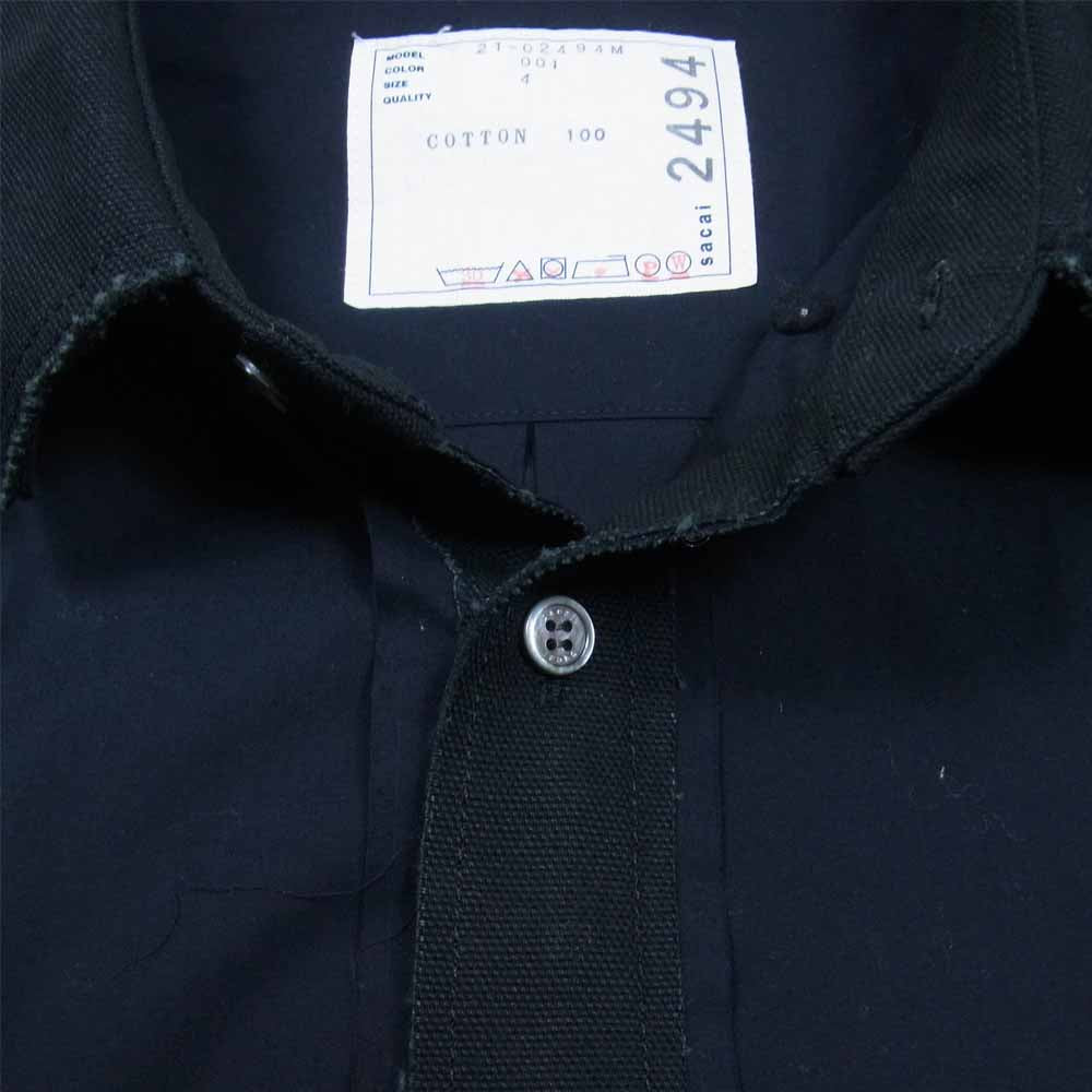 Sacai サカイ 21SS 21-02494M Cotton Poplin Shirt コットン ポプリン シャツ ダークネイビー系 4【中古】