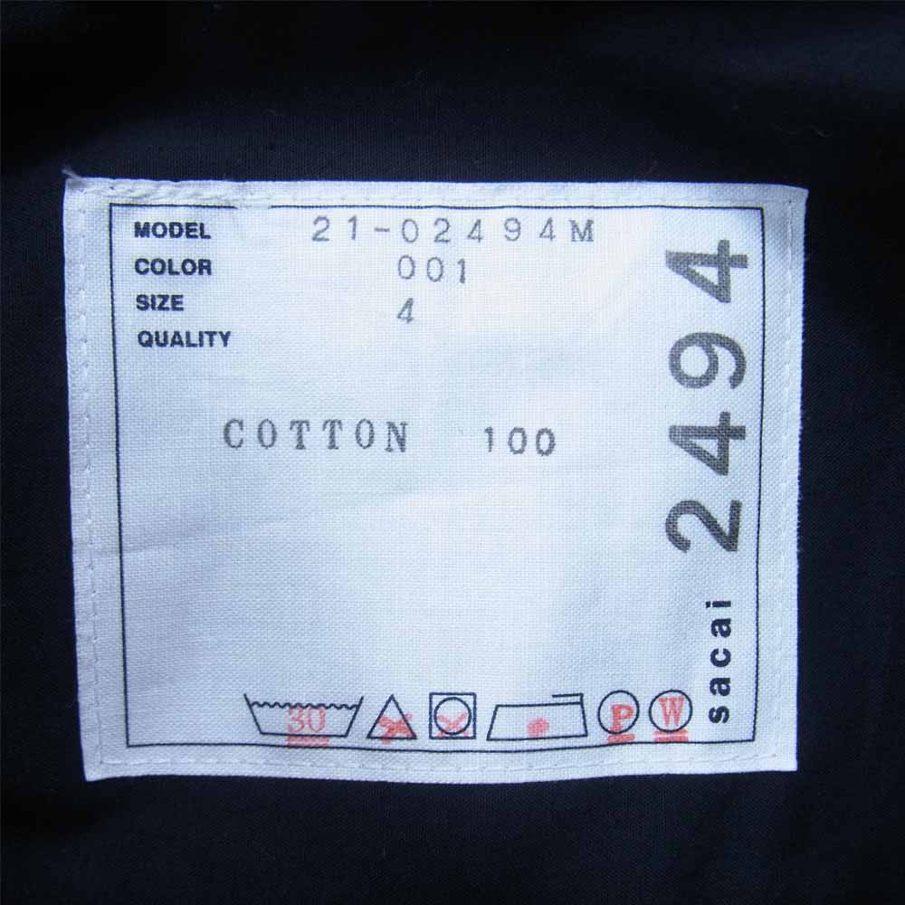 Sacai サカイ 21SS 21-02494M Cotton Poplin Shirt コットン ポプリン シャツ ダークネイビー系 4【中古】