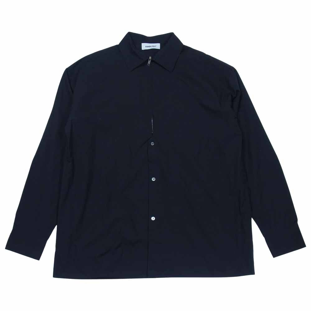 AMBUSH アンブッシュ BMGA048F21FAB001 ZIP BUTTON SHIRT ジップ ボタン シャツ 長袖 ダークネイビー系 50【中古】