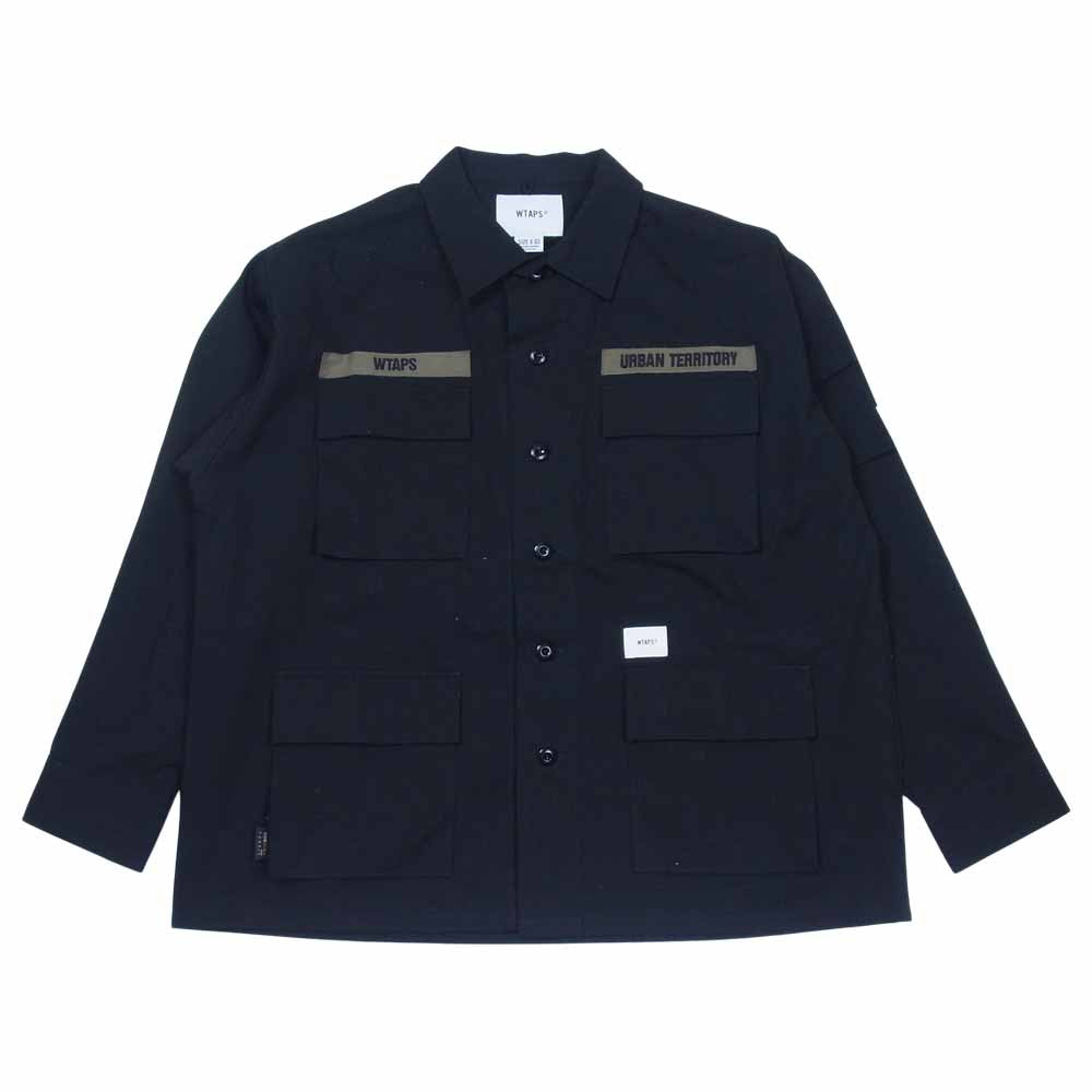 WTAPS ダブルタップス 20AW 202WVDT-SHM01 JUNGLE LS/NYCO RIPSTOP CORDURA ジャングル 長袖 シャツ コーデュラ リップストップ ミリタリー ジャケット ブラック系 3【美品】【中古】