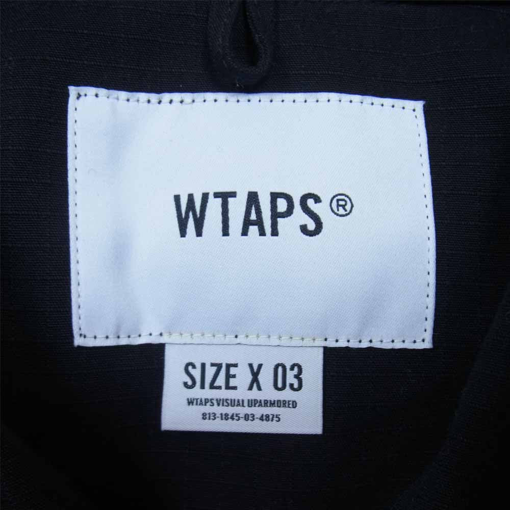WTAPS ダブルタップス 20AW 202WVDT-SHM01 JUNGLE LS/NYCO RIPSTOP CORDURA ジャングル 長袖 シャツ コーデュラ リップストップ ミリタリー ジャケット ブラック系 3【美品】【中古】