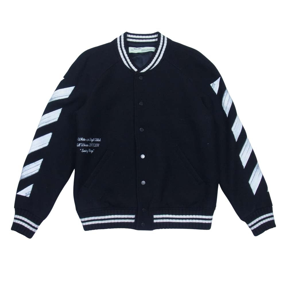 OFF-WHITE オフホワイト OMEA057F17015017 DIAG BRUSHED VARSITY ウール スタジャン ブラック系 M【中古】