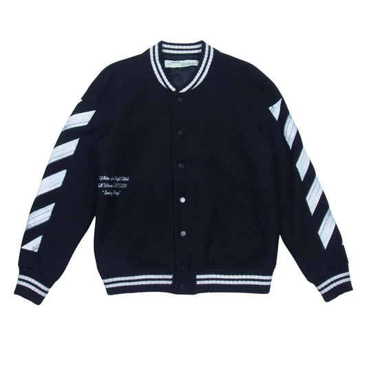 OFF-WHITE オフホワイト OMEA057F17015017 DIAG BRUSHED VARSITY ウール スタジャン ブラック系 M【中古】