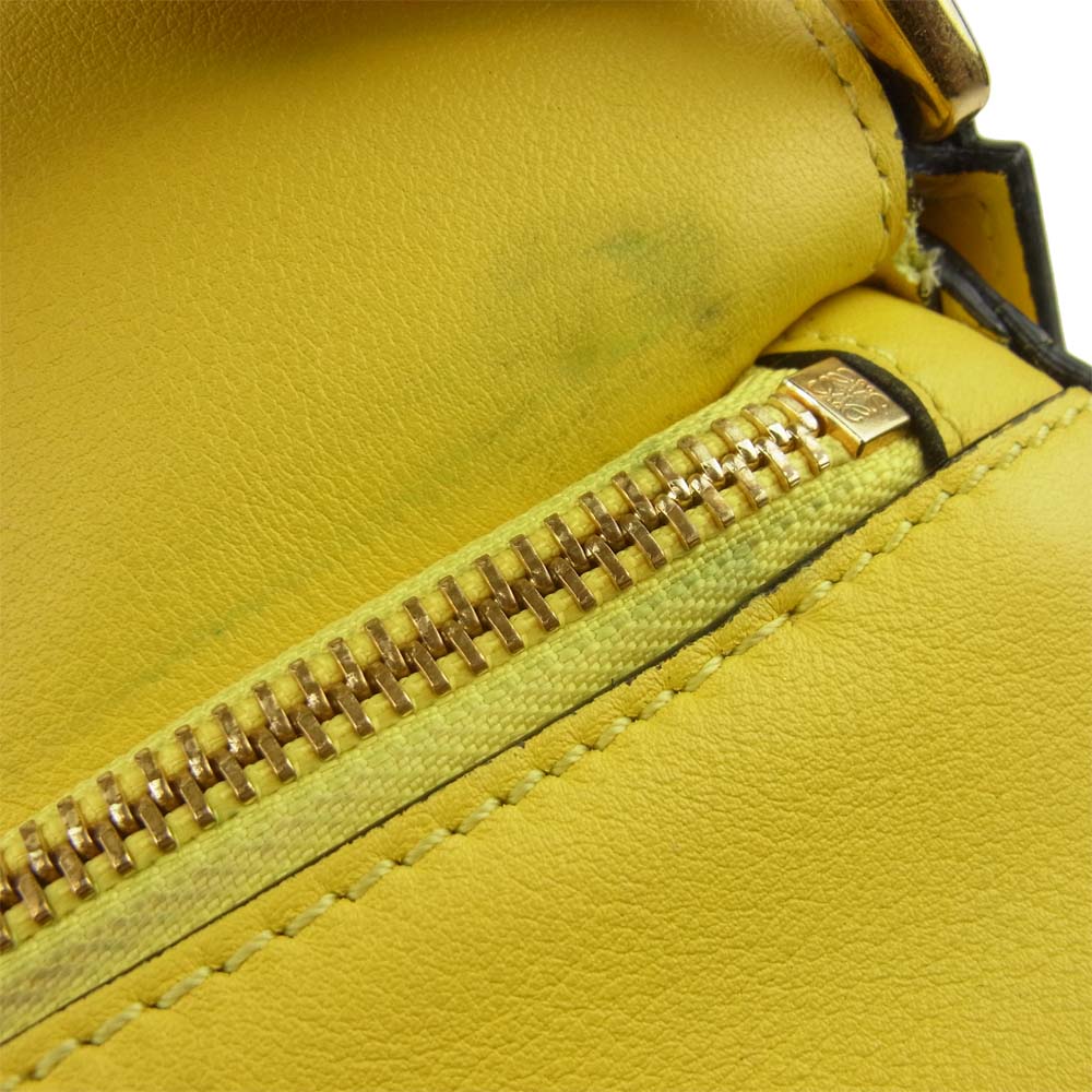 LOEWE ロエベ パズルバッグ スモール 2way ショルダー ハンド バッグ スペイン製 イエロー系【中古】
