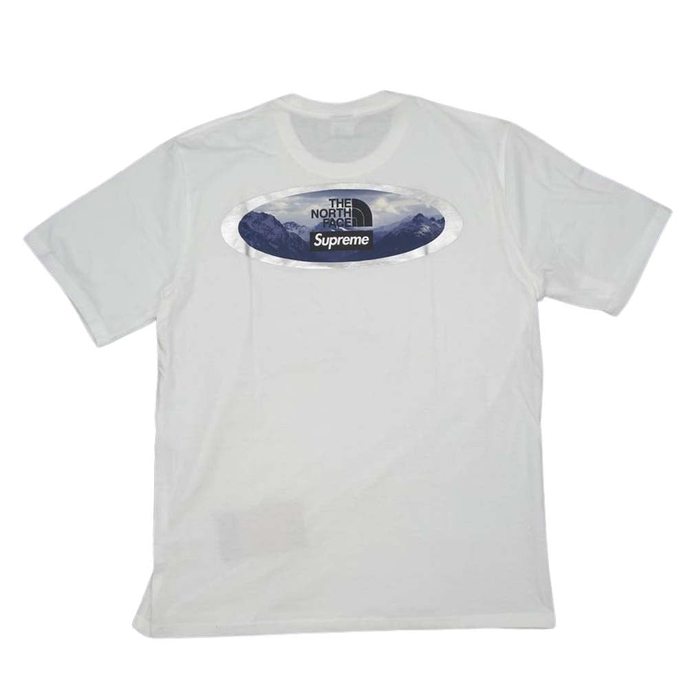Supreme シュプリーム 21AW × The North Face Mountains S/S Top 半袖 Tシャツ ホワイト系 US:L、アジア:XL【極上美品】【中古】