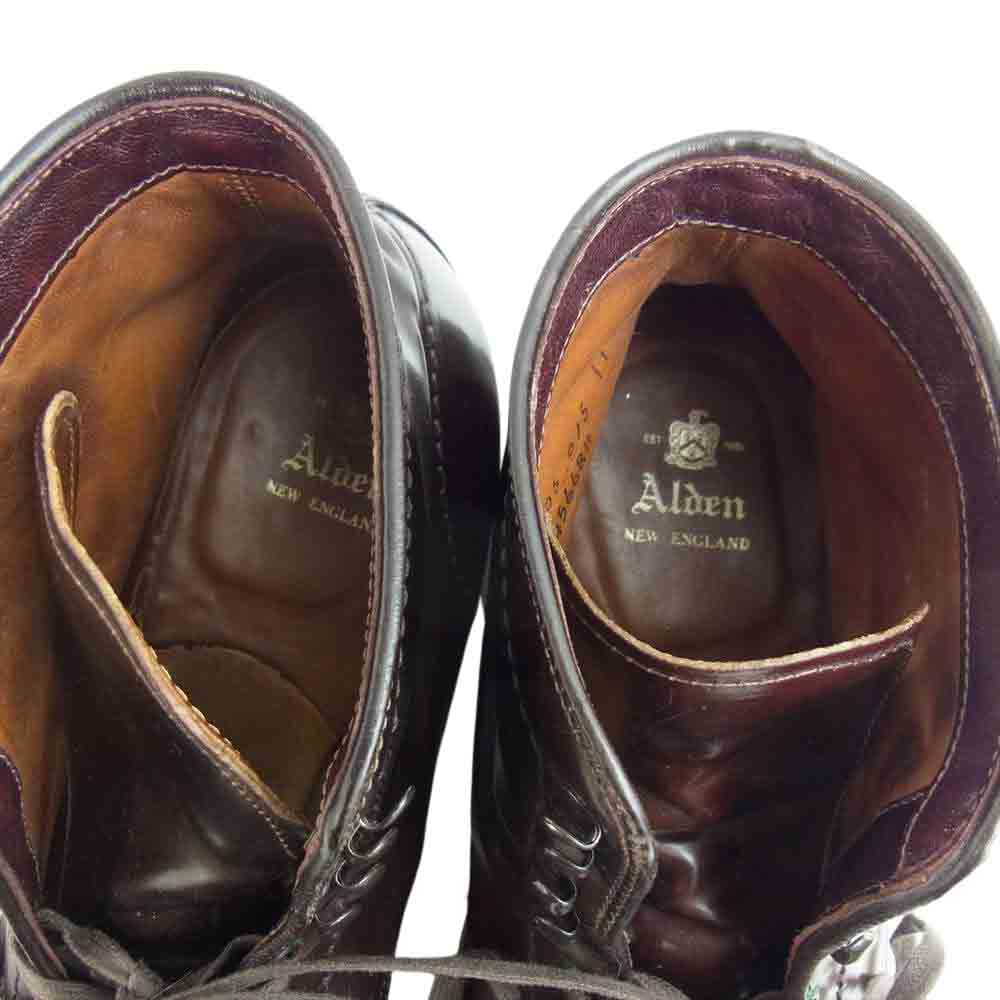 ALDEN オールデン 45668 SHELL CORDOVAN シェルコードバン モディファイド レースアップ プレーントゥ ブーツ ダークブラウン系 9 1/2【中古】