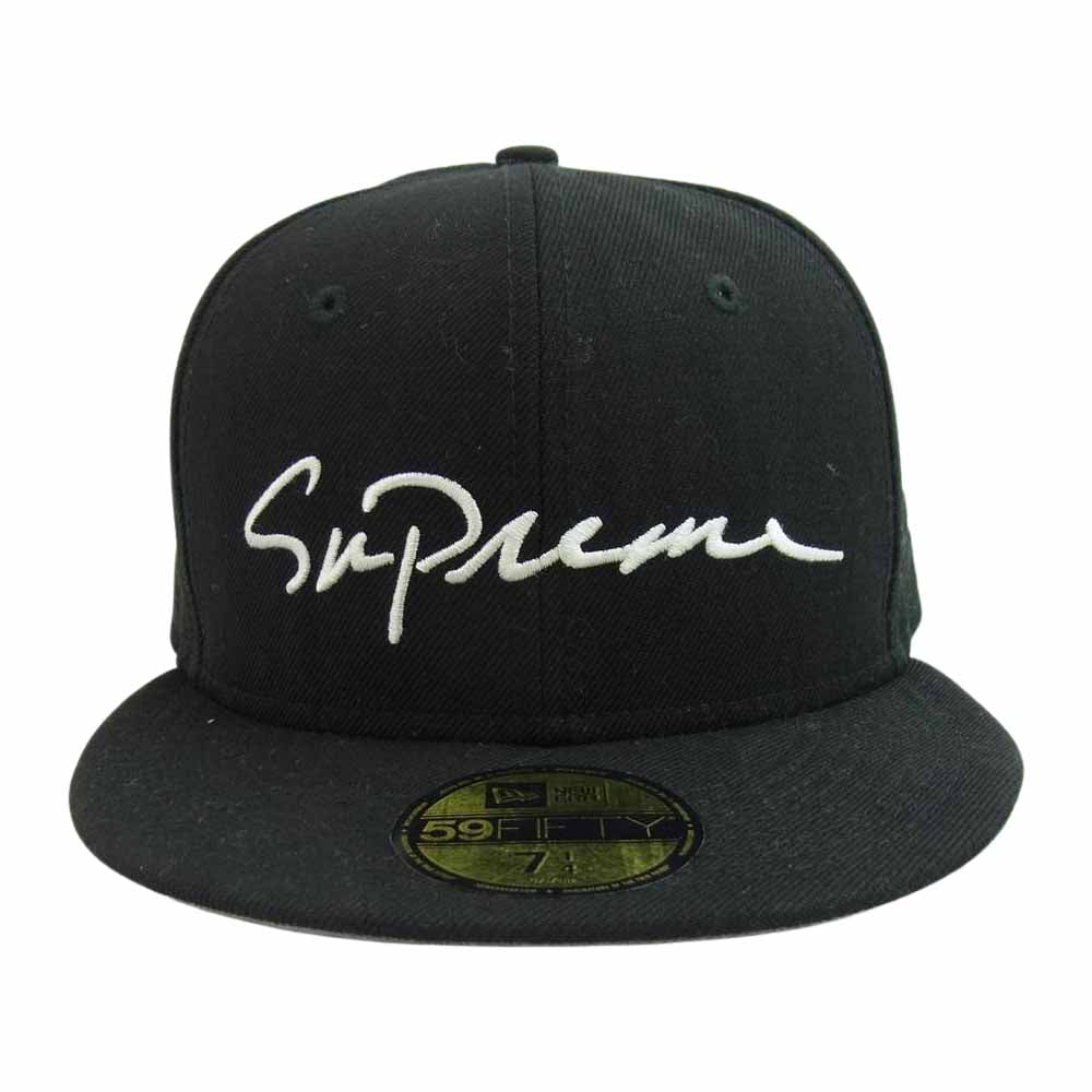 Supreme シュプリーム ×NEW ERA Classic Script Cap ×ニューエラ クラシックス クリプトキャップ ロゴ刺繍 ブラック系 57.7cm【中古】