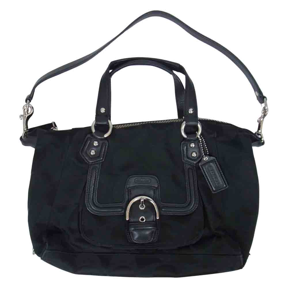 COACH コーチ F24741 キャンベル シグネチャー サッチェル  ブラック系【中古】