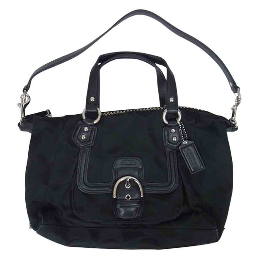 COACH コーチ F24741 キャンベル シグネチャー サッチェル  ブラック系【中古】