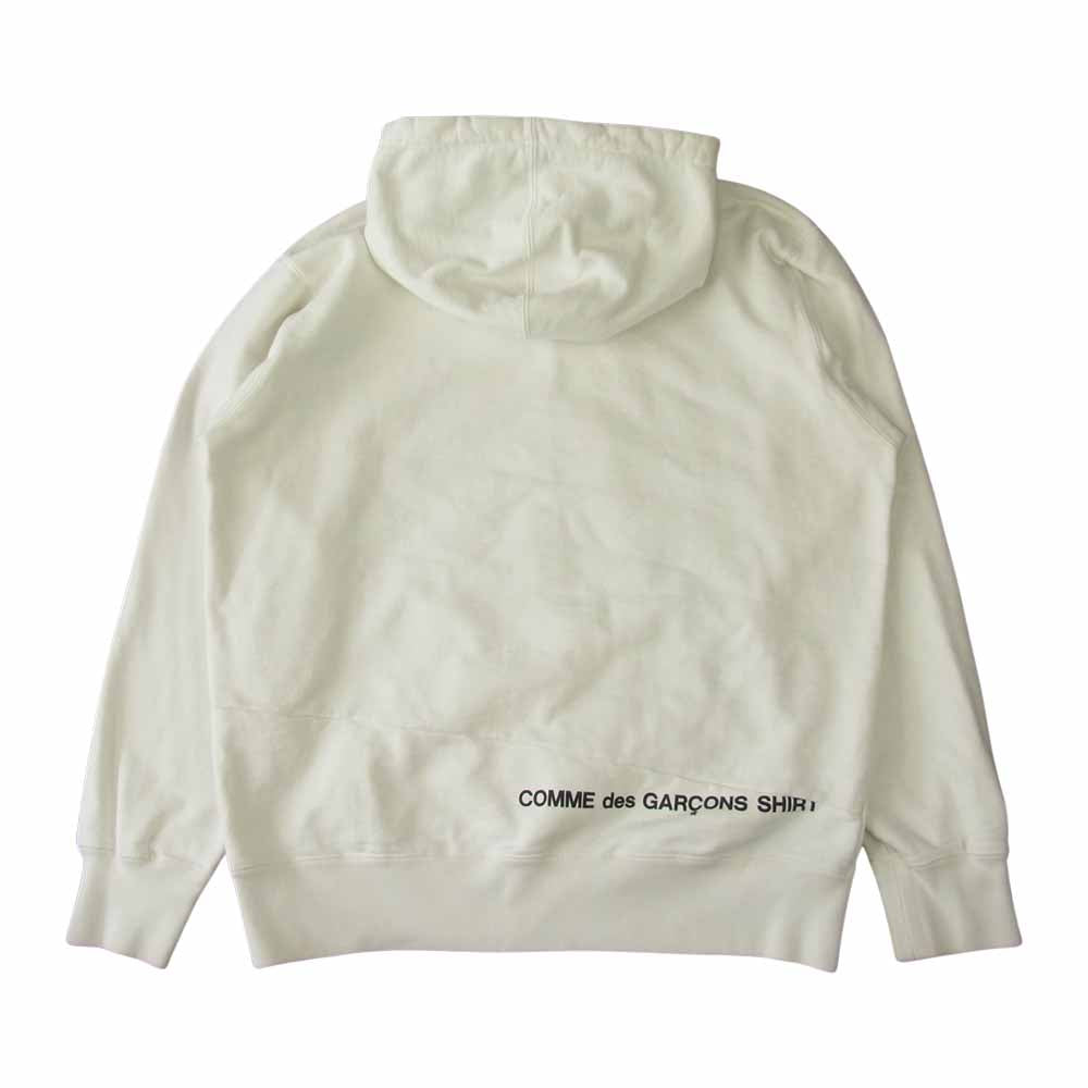 Supreme シュプリーム 18AW COMME DES GARCONS SHIRT Hooded Sweatshirt コムデギャルソン シャツ スプリットボックスロゴ パーカー ホワイト系 M【中古】