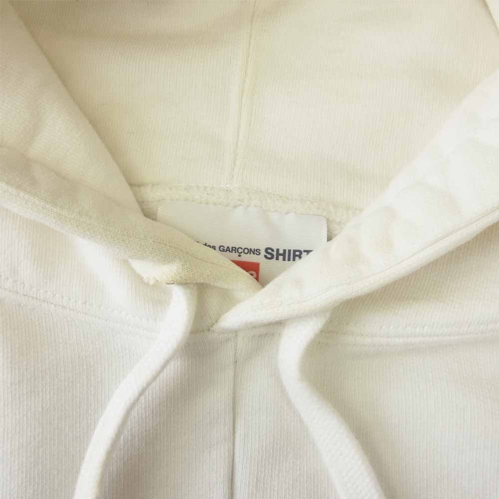 Supreme シュプリーム 18AW COMME DES GARCONS SHIRT Hooded Sweatshirt コムデギャルソン シャツ スプリットボックスロゴ パーカー ホワイト系 M【中古】