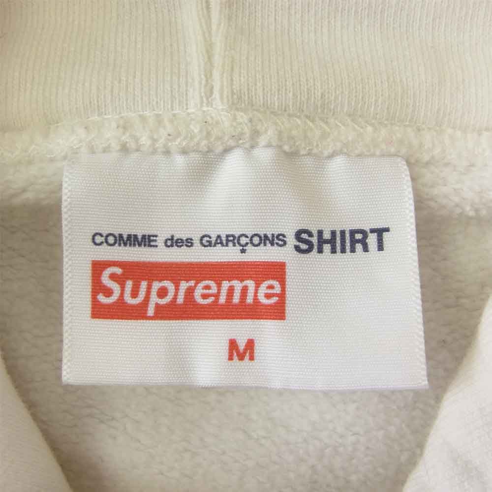 Supreme シュプリーム 18AW COMME DES GARCONS SHIRT Hooded Sweatshirt コムデギャルソン シャツ スプリットボックスロゴ パーカー ホワイト系 M【中古】