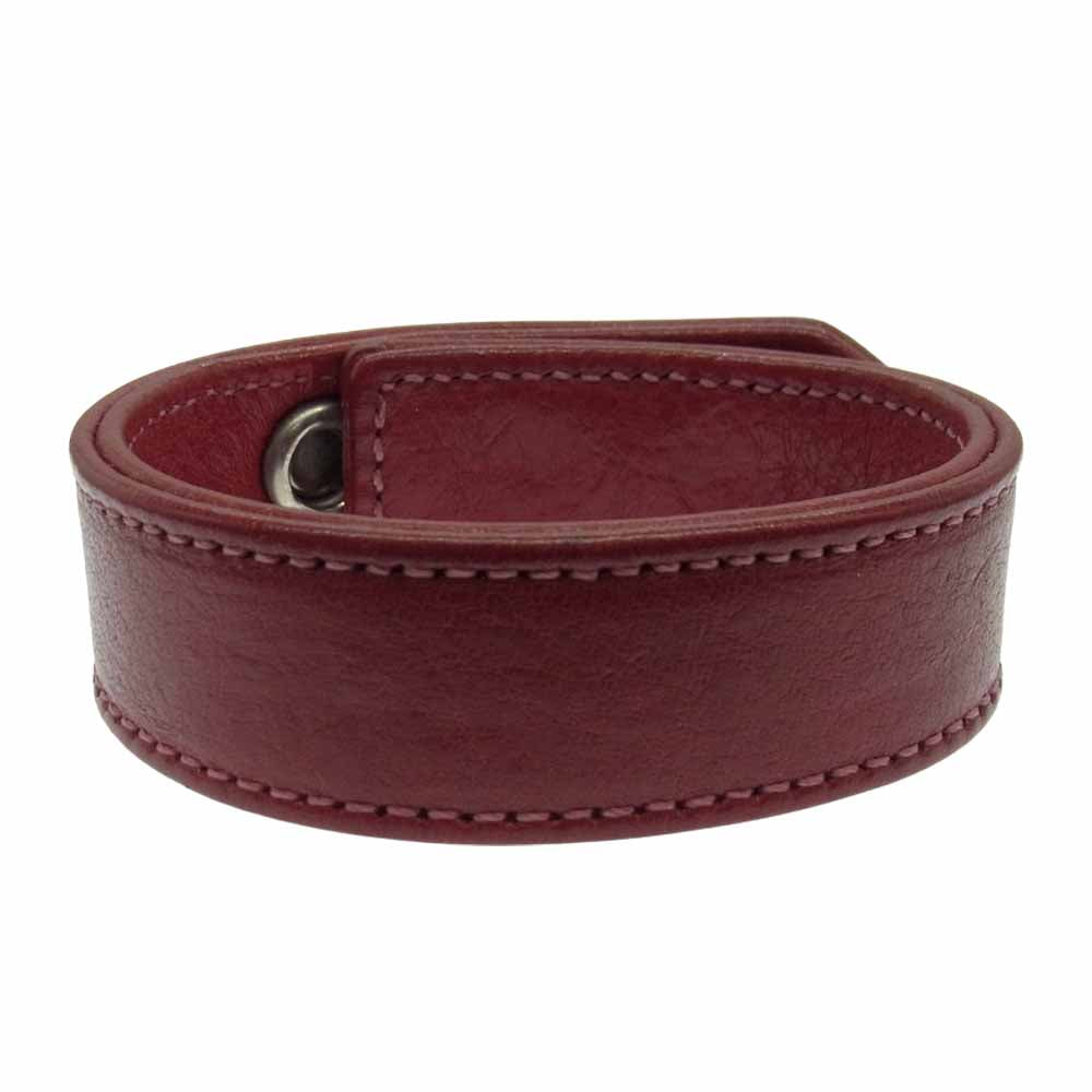 CHROME HEARTS クロムハーツ（原本無） 3BTN 2SNP リップ アンド タン 3ボタン2スナップ レザー ブレスレット レッド系【中古】