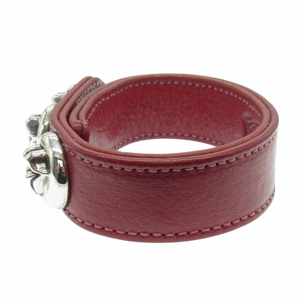 CHROME HEARTS クロムハーツ（原本無） 3BTN 2SNP リップ アンド タン 3ボタン2スナップ レザー ブレスレット レッド系【中古】