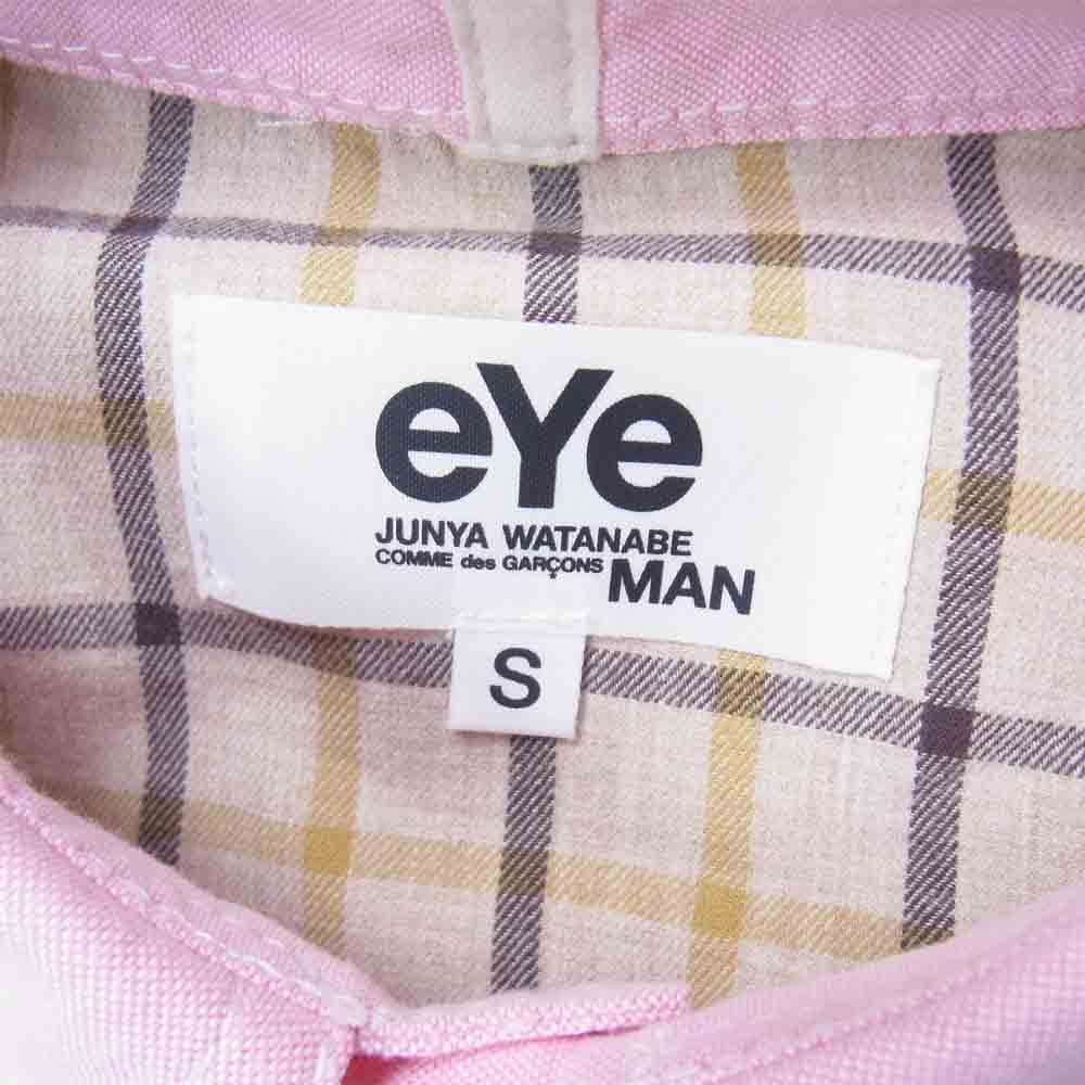 JUNYA WATANABE COMME des GARCONS ジュンヤワタナベコムデギャルソン eye WT-B904 刺繍ロゴ チェック切替 オックスフォード 長袖 シャツ ピンク系 S【中古】
