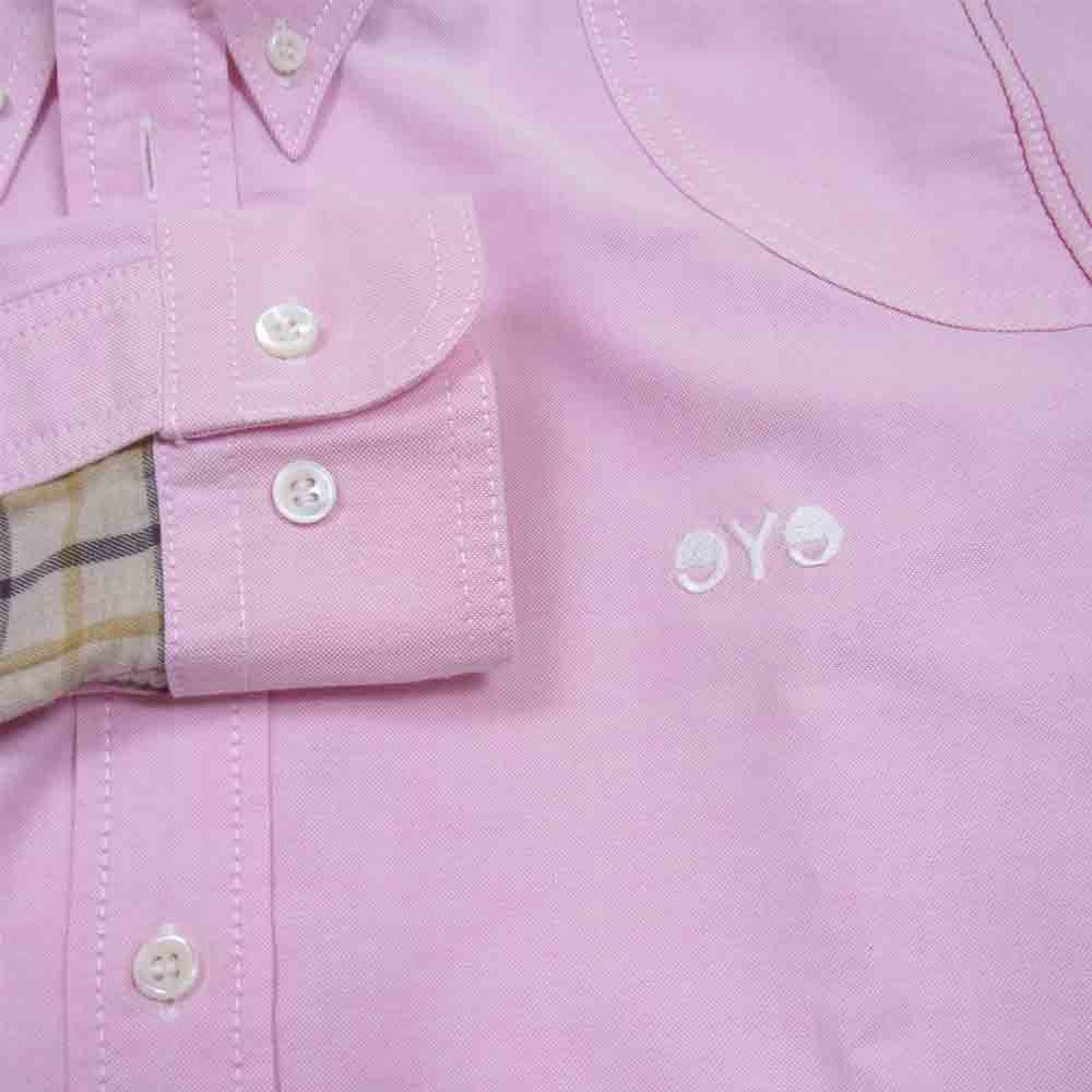 JUNYA WATANABE COMME des GARCONS ジュンヤワタナベコムデギャルソン eye WT-B904 刺繍ロゴ チェック切替 オックスフォード 長袖 シャツ ピンク系 S【中古】