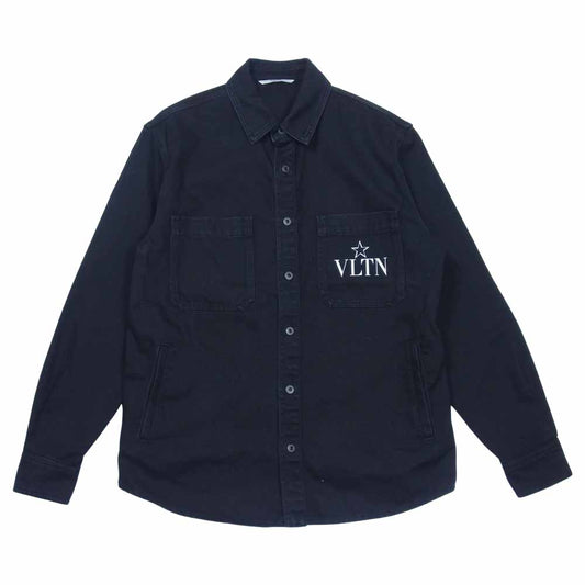 VALENTINO ヴァレンティノ ヴァレンティノジャパンタグ YV3DB00G608 スター ロゴ デニム シャツ ジャケット ブラック系 44【中古】