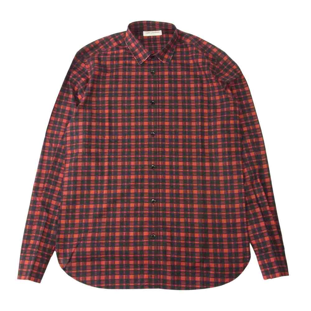 SAINT LAURENT サンローラン 17SS 469667 Y349Q チェック ポケット 長袖 シャツ ブラック系 レッド系 38/15【中古】
