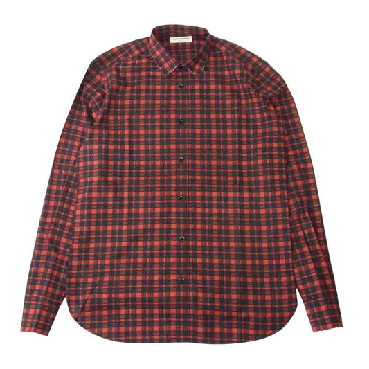 SAINT LAURENT サンローラン 17SS 469667 Y349Q チェック ポケット 長袖 シャツ ブラック系 レッド系 38/15【中古】