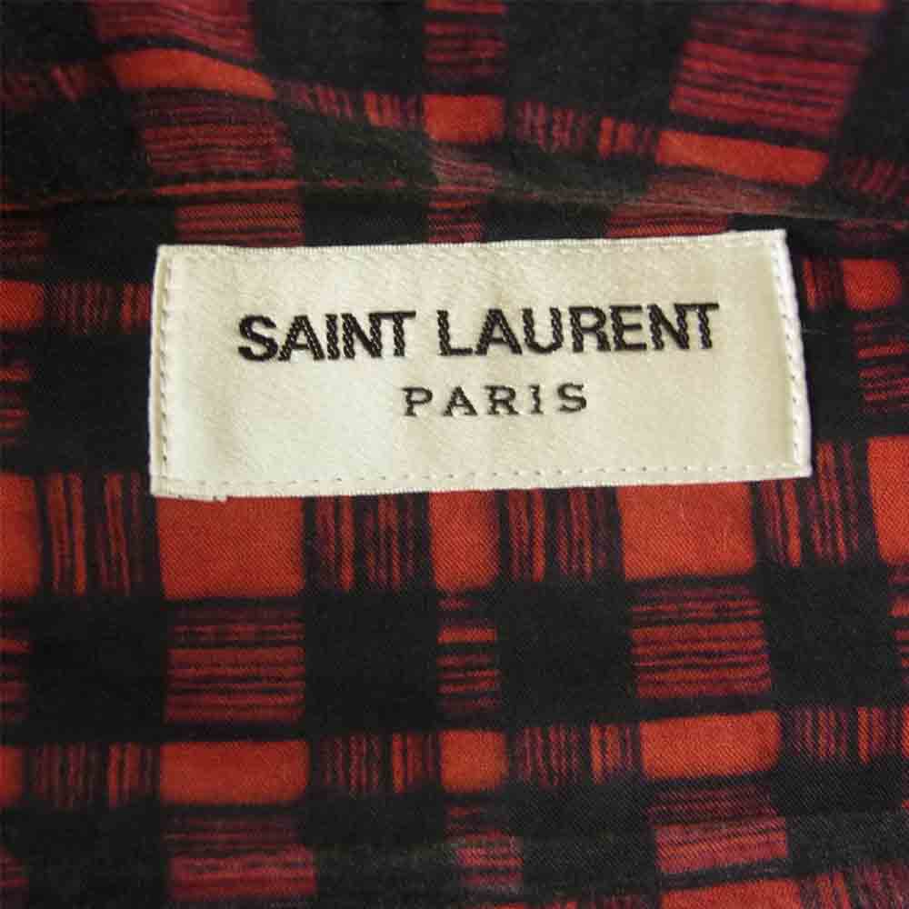 SAINT LAURENT サンローラン 17SS 469667 Y349Q チェック ポケット 長袖 シャツ ブラック系 レッド系 38/15【中古】