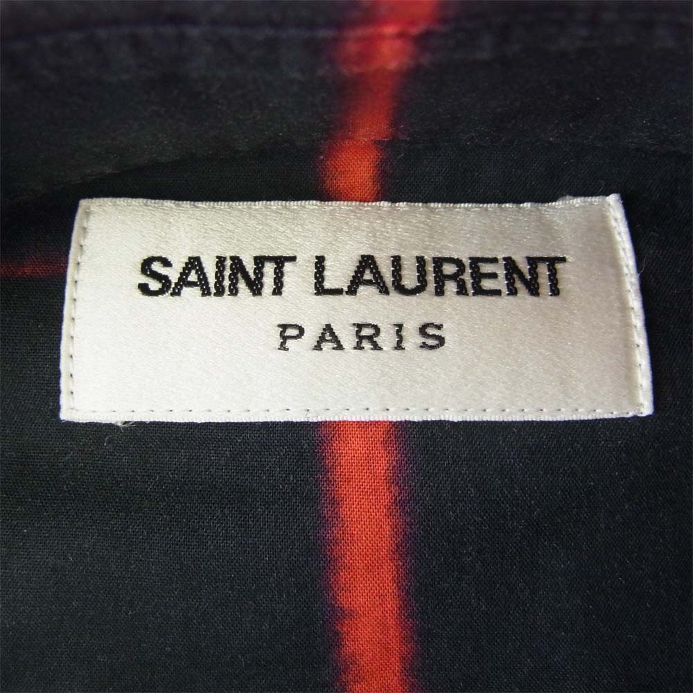 SAINT LAURENT サンローラン 17SS 469667 Y364Q チェック ポケット 長袖 シャツ ブラック系 38/15【中古】