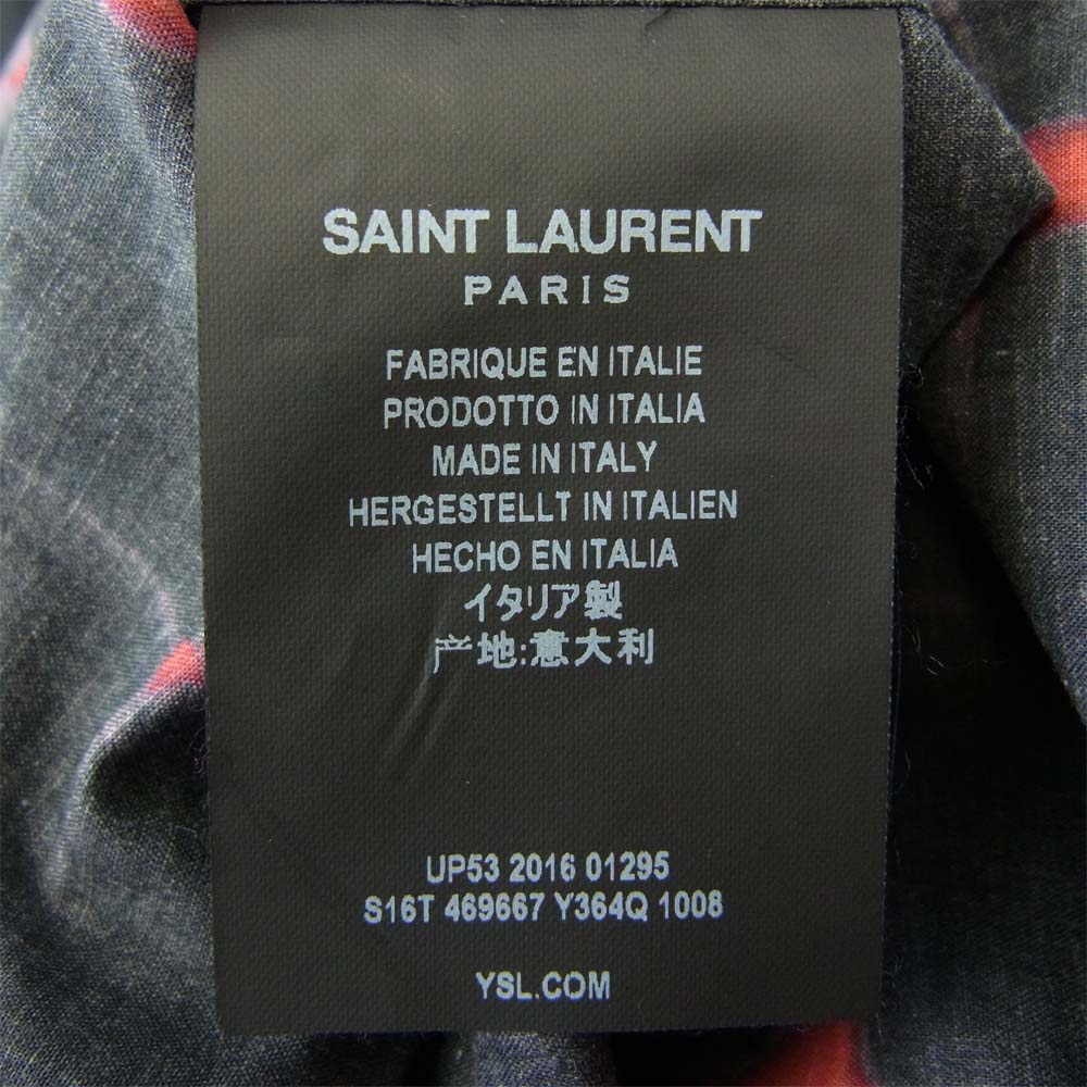 SAINT LAURENT サンローラン 17SS 469667 Y364Q チェック ポケット 長袖 シャツ ブラック系 38/15【中古】